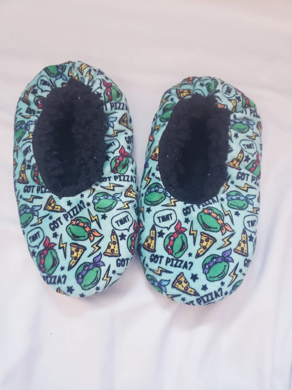 Boys 9/10 TMNT Ninja Turtle Print Slip-On Slippers